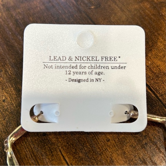 NWT Bansri Gold Angled Bar Yellow Crystal Statement Dangle Earrings Flower Charm - Picture 4 of 7